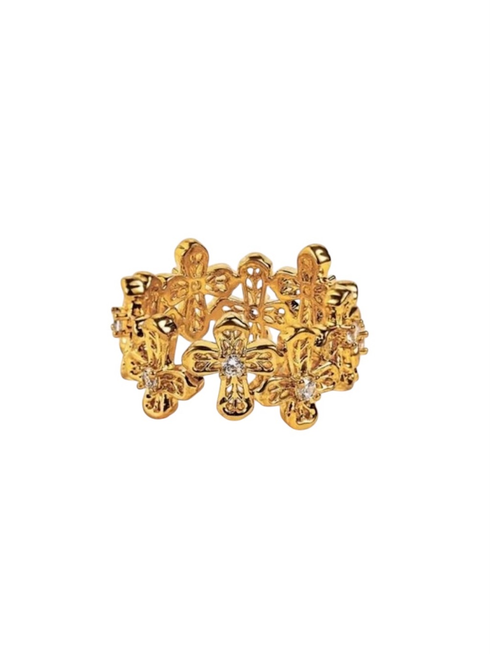 5/$15 🩷 MUST BUNDLE 18K Gold Plated Cross Rhinestone Band Ring